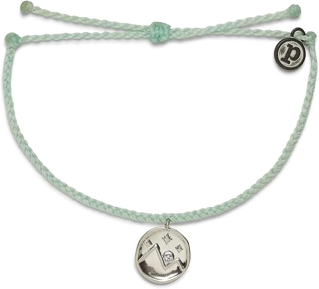 Pura Vida Bracelet Silver or Gold Crystal Mountain Coin Charm Bracelet - Handmade with Czech Crystal, Adjustable with Waterproof Band - Stackable Bracelets, Handmade Braceletss