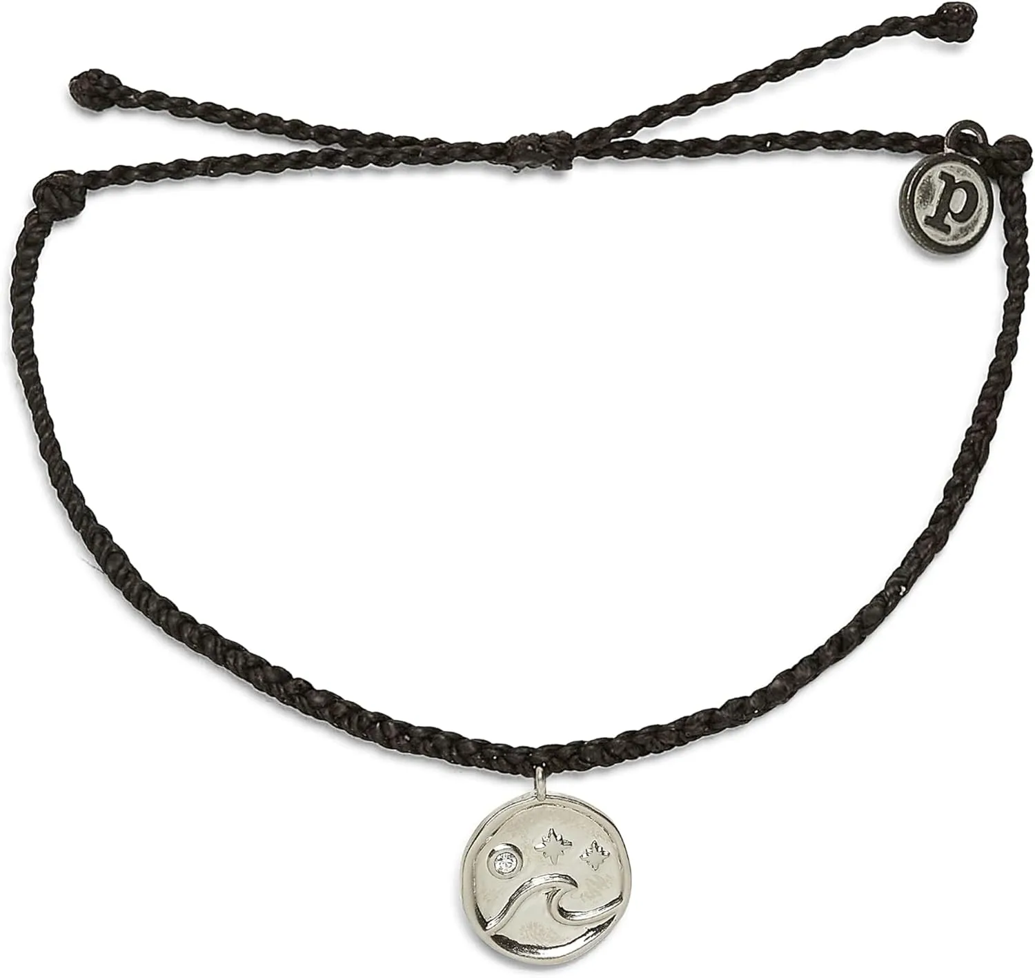 Pura Vida Bracelet Silver or Gold Crystal Wave Coin Charm Bracelet - Handmade with Czech Crystal, Adjustable with Waterproof Band - Stackable Bracelets, Handmade Braceletss