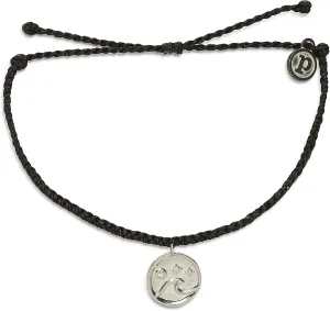 Pura Vida Bracelet Silver or Gold Crystal Wave Coin Charm Bracelet - Handmade with Czech Crystal, Adjustable with Waterproof Band - Stackable Bracelets, Handmade Braceletss