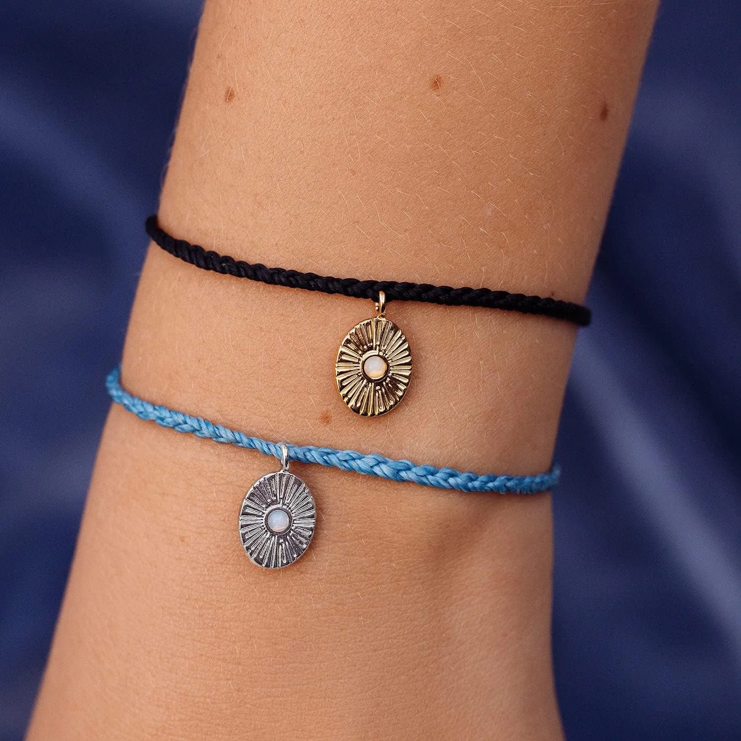 Pura Vida Bracelet Silver or Gold Sun Ray Charm Bracelet - Adjustable Bracelet with Waterproof Band, String Bracelet for Women - Stackable Bracelets, Handmade Braceletss