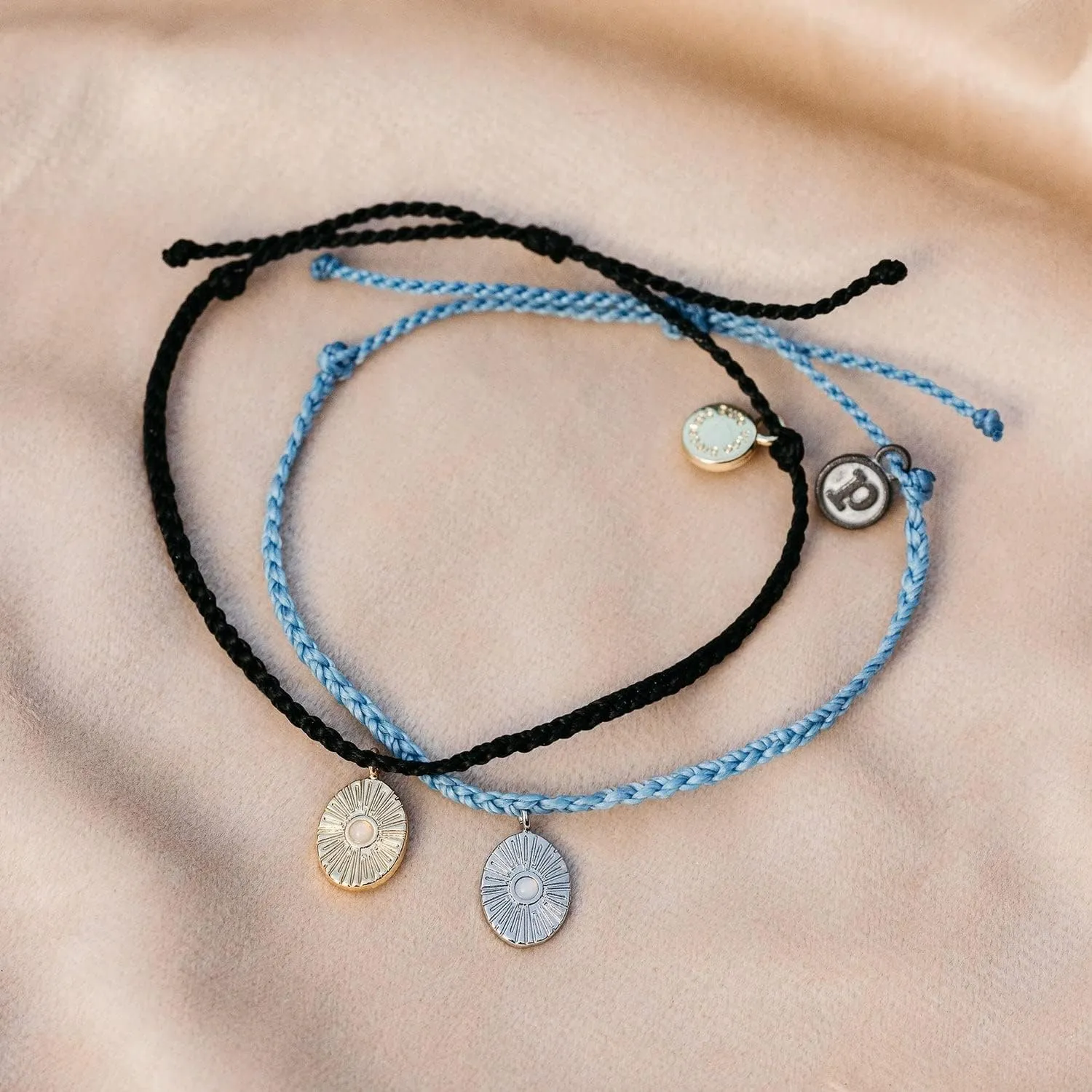 Pura Vida Bracelet Silver or Gold Sun Ray Charm Bracelet - Adjustable Bracelet with Waterproof Band, String Bracelet for Women - Stackable Bracelets, Handmade Braceletss