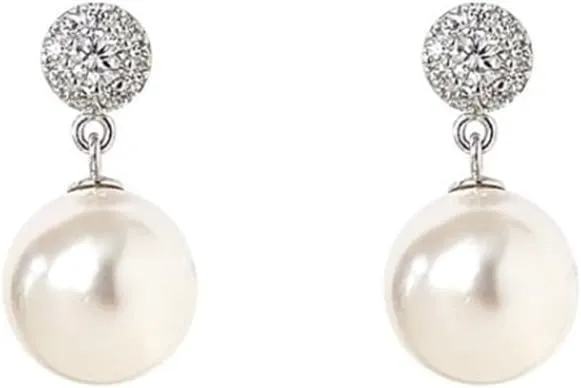 Silk white pearl earrings