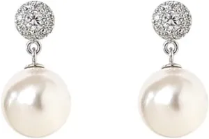 Silk white pearl earrings