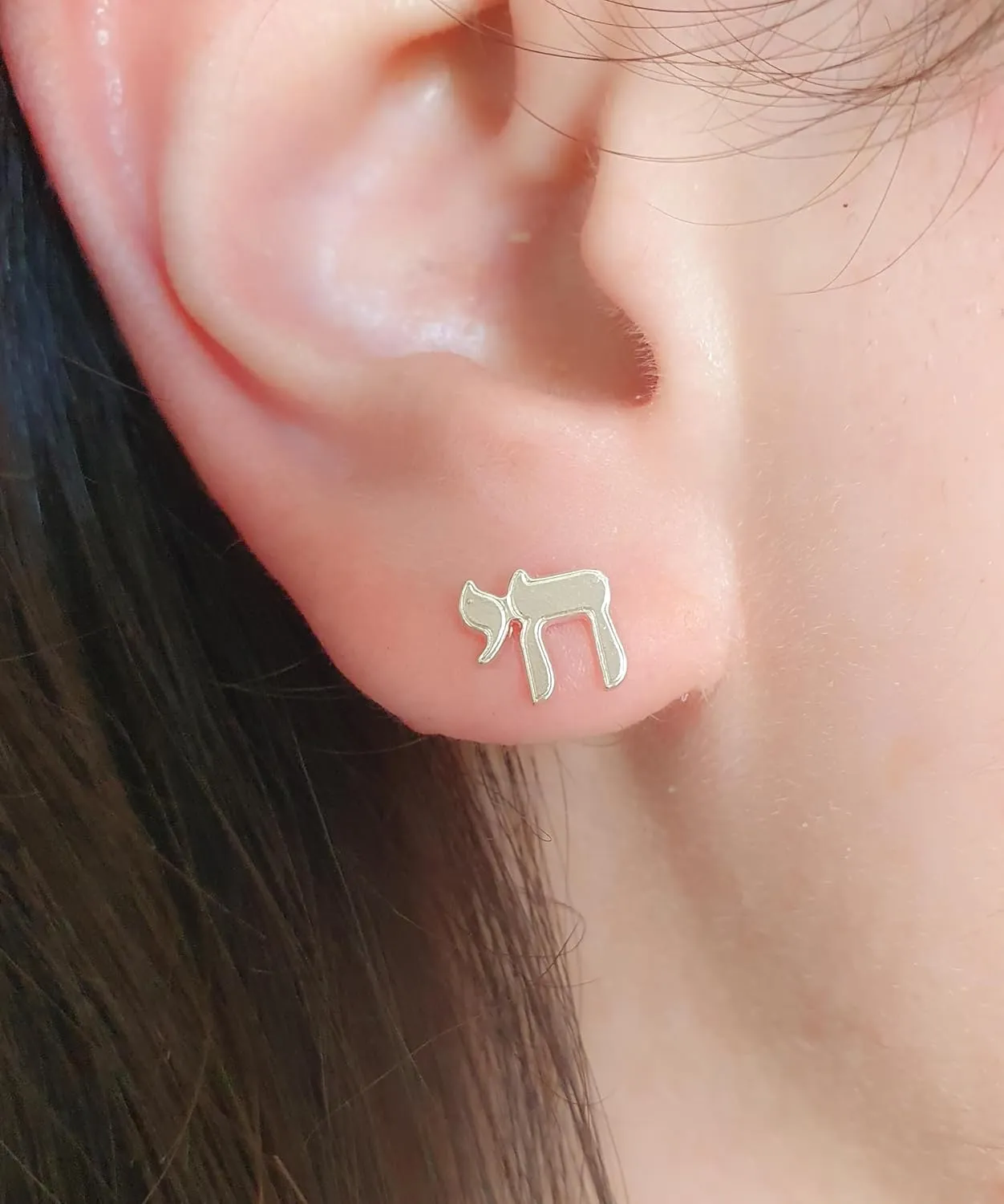 Small Hebrew Chai Letter Earrings Silver or Gold Filled for Woman Symbolic Jewish Gift Am Israel Chai (sterling-silver)