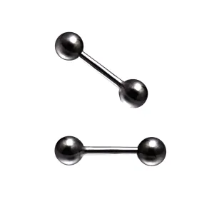 Sterling Silver Straight Barbell Piercing Earrings 3 MM Screw Ball Studs, Black Gold Plated