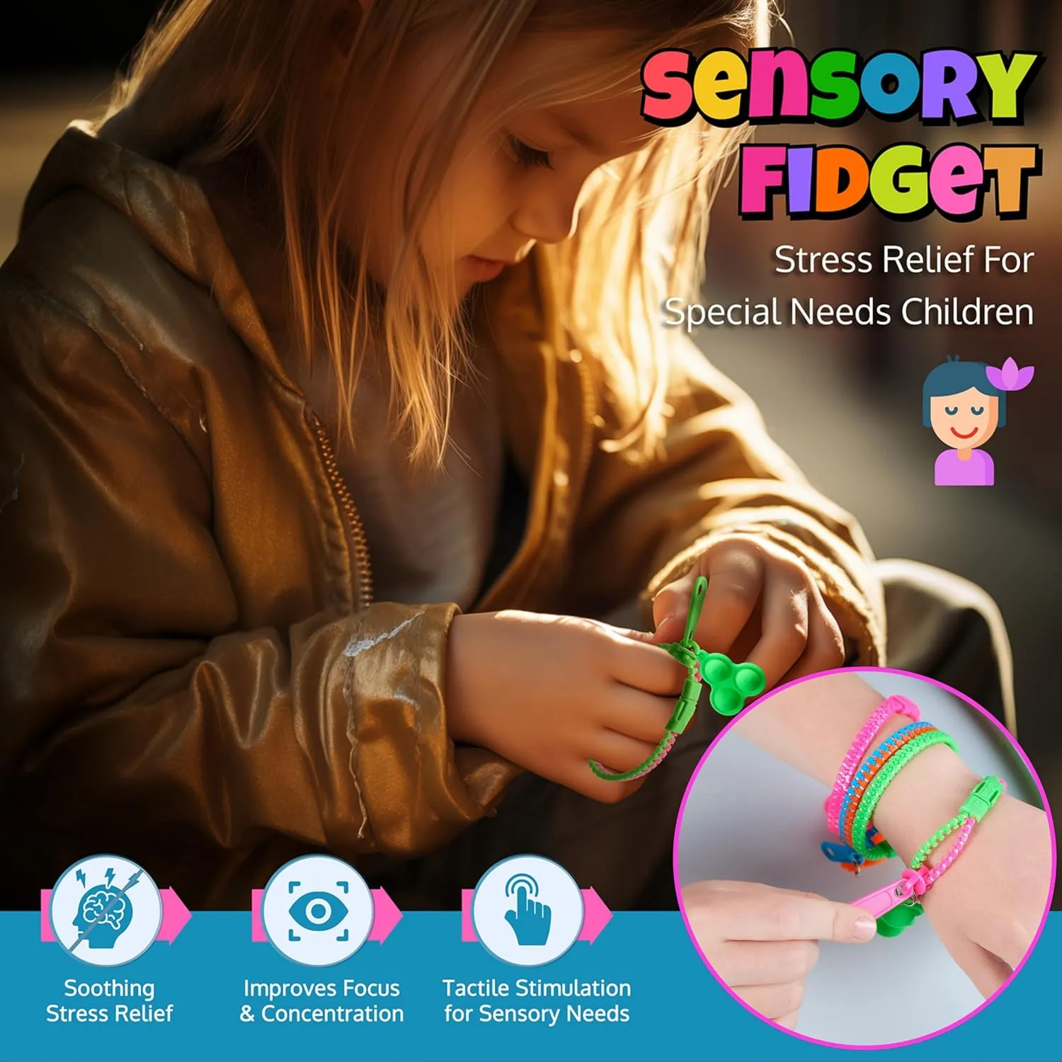 UpBrands 48-Pack Pop-It Zipper Bracelets with Valentine's Day Cards - Perfect Sensory Gifts for Classroom Exchanges and Kids Joyful Moments