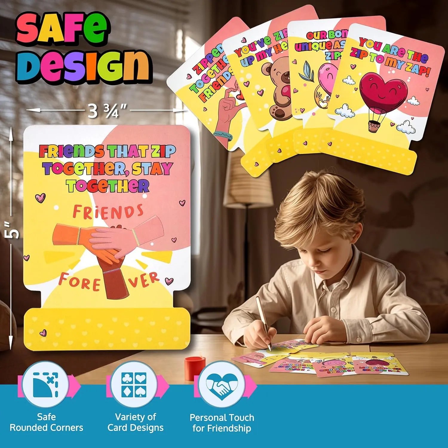 UpBrands 48-Pack Pop-It Zipper Bracelets with Valentine's Day Cards - Perfect Sensory Gifts for Classroom Exchanges and Kids Joyful Moments