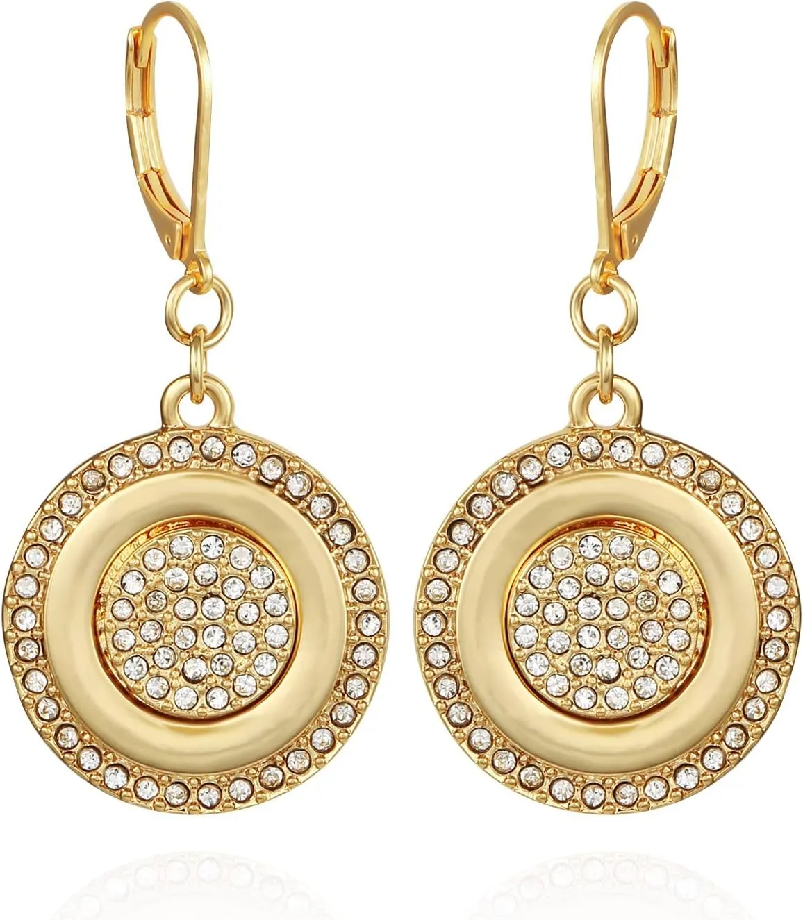 Vince Camuto Gold-Tone Pave Coin Drop Earrings For Women