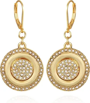 Vince Camuto Gold-Tone Pave Coin Drop Earrings For Women