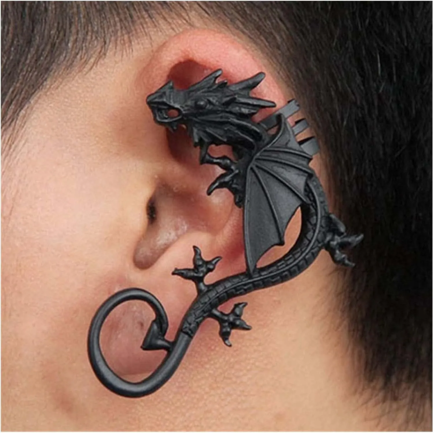 Vintage Dragon Ear Cuff Earrings Ancient Dragon Cartilage Earrings Dragon Clip On Cuff Earrings Gold Dragon Ear Wrap Earrings Jewelry for Women (Gold)
