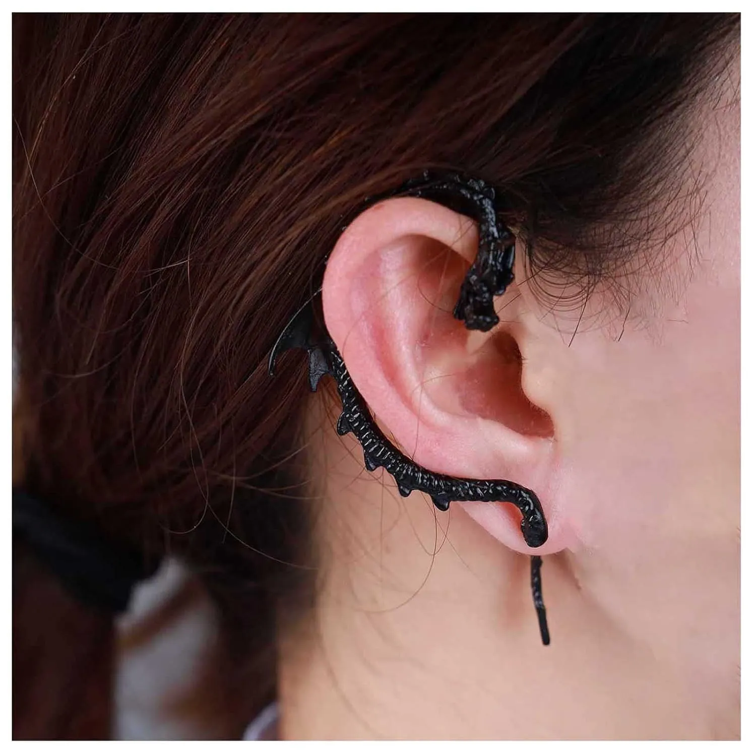 Vintage Dragon Ear Cuff Wrap Earrings - Ear Climber, Black Wrap Around, Ancient Cartilage Ear Clip Jewelry