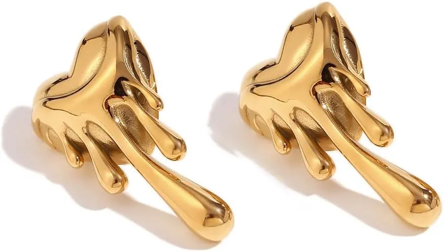 ZIRPEARA 18K Gold Plated Stainless Steel Earrings for Women - Various Shapes - Non Tarnish, Waterproof, Hypoallergenic - Elegant Gold Hoop & Stud Earrings